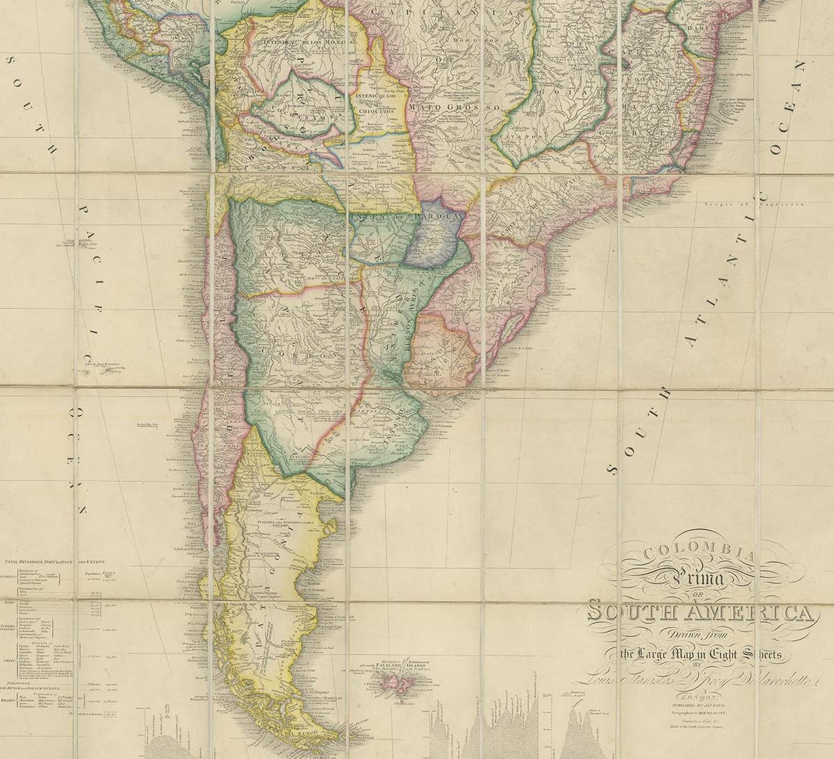 Antique Map of South America by Wyld, circa 1850
