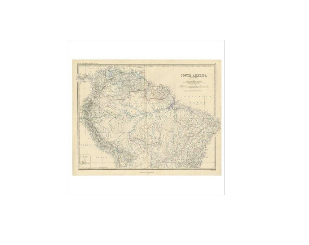 Antique map titled 'South America, Northern Sheet'. Depicting Guiana, Ecuador, Brazil, Bolivia the Amazones and more. This map originates from the ‘Royal Atlas of Modern Geography’ by Alexander Keith Johnston. Published by William Blackwood and