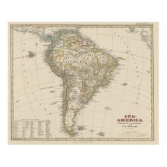 Mappa antica del Sud America con molti dettagli, 1859 ca.