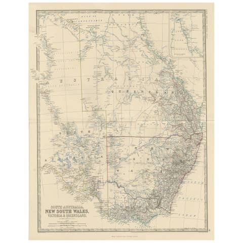 Antique Map of South Australia by A.K. Johnston, 1865