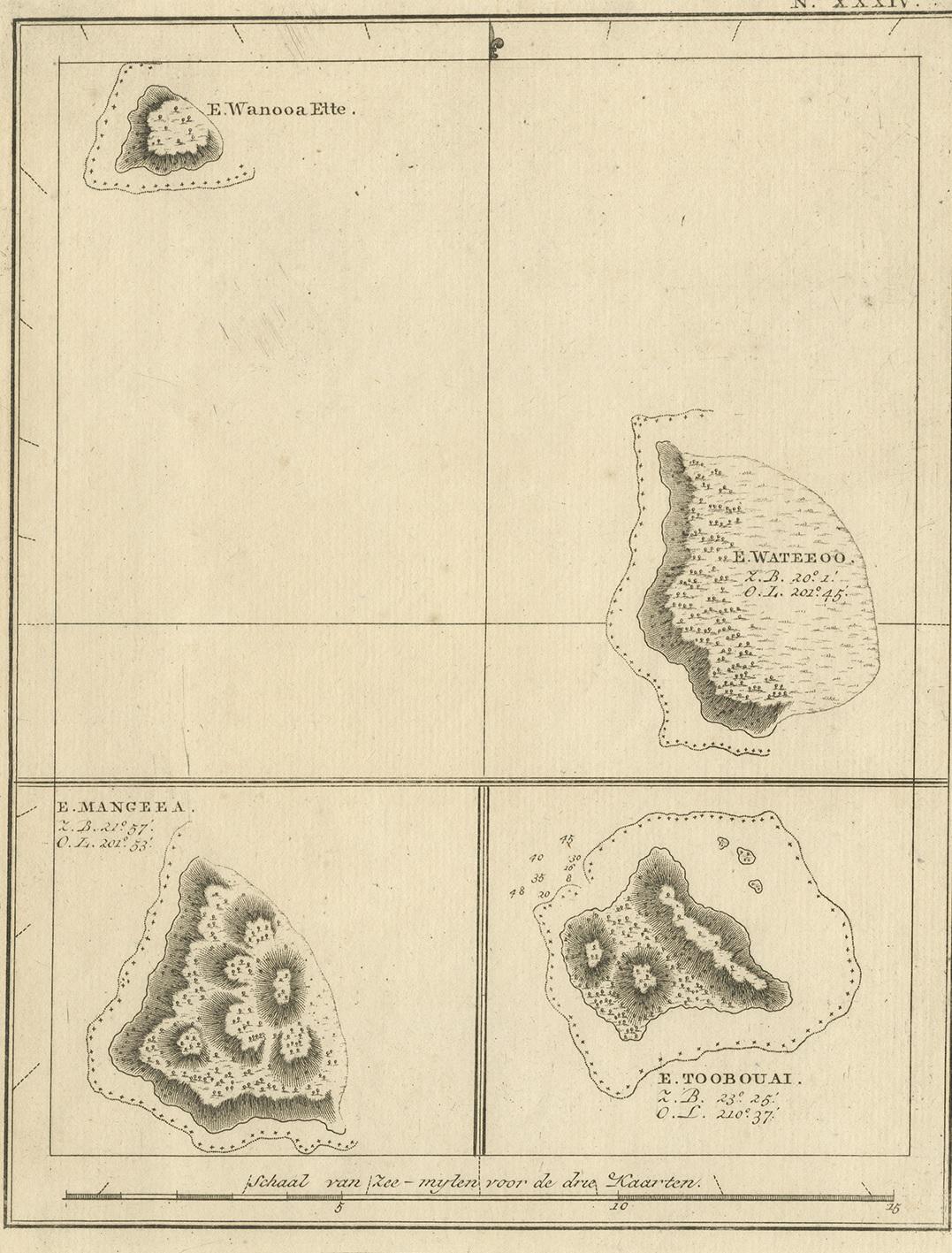 Dutch Antique Map of South Pacific Islands by J. Cook, 1803