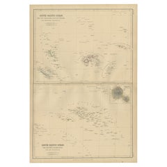 Antike Karte des Südpazifiks von W. G. Blackie, 1859