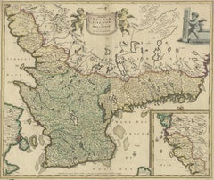 Carte de la Suède méridionale avec insertion de Halmstad - Carte ancienne de Frederik de Wit, c.1680
