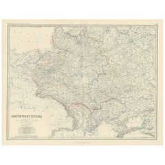 Carte ancienne de la Russie du Sud-Ouest par A.K. Johnston, 1865