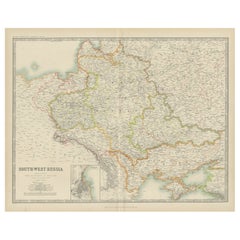 Mapa antiguo del suroeste de Rusia por Johnston (1909)