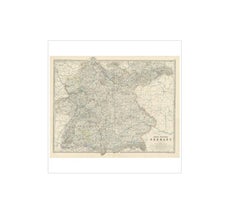 Antique Map of South-Western Germany by A.K. Johnston, 1865