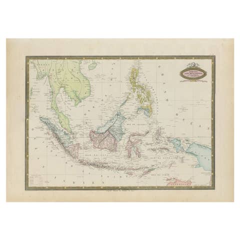 Antique 1860 Map of Southeast Asia by F.A. Garnier