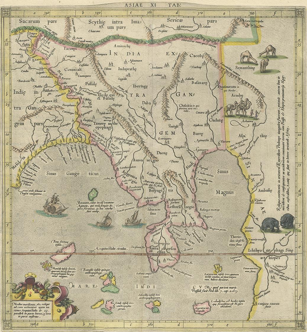 Paper Antique Map of Southeast Asia by P. Bertius, 1618
