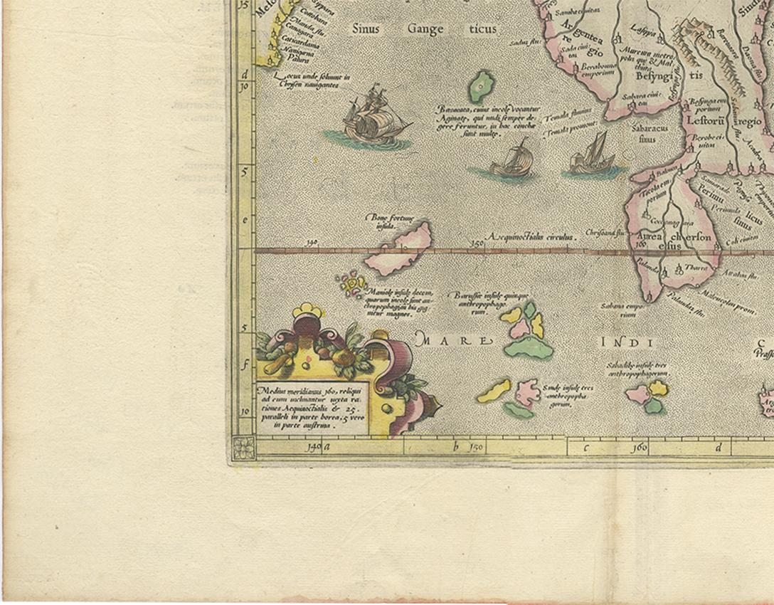 Antique Map of Southeast Asia by P. Bertius, 1618 1