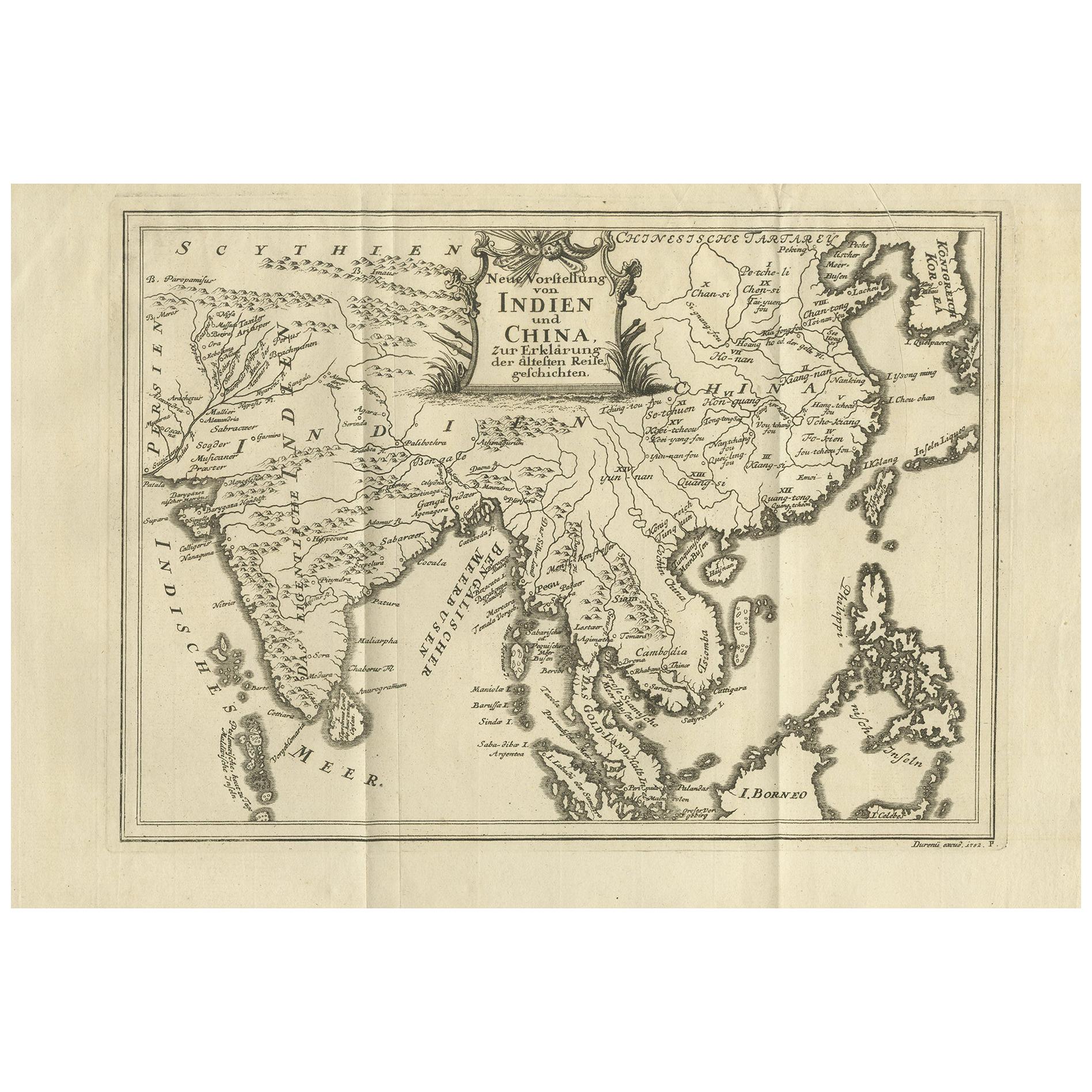 Mapa antiguo del Southeast Asia por Van Dùren, 1752 en venta