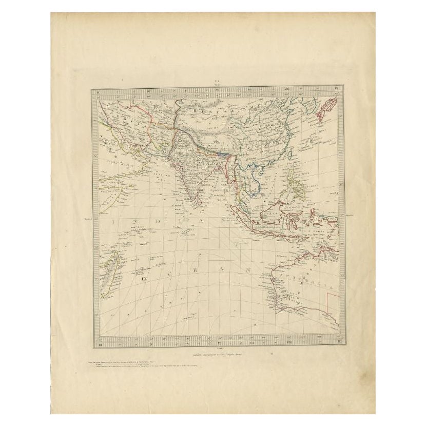 Carte ancienne de l'Asie du Sud-Est par Walker, vers 1845