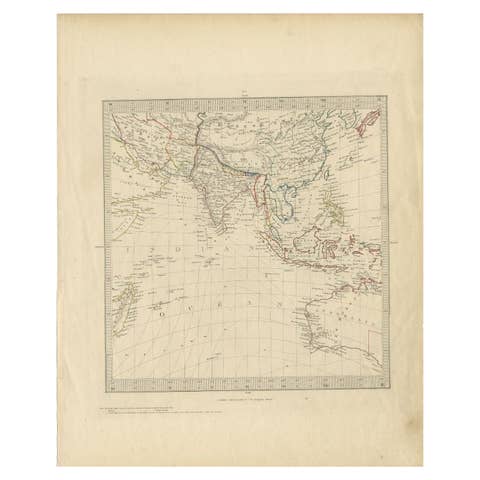Antique Map of Southeast Asia by Walker, c.1845