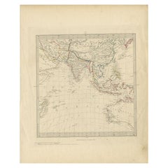 Carte ancienne de l'Asie du Sud-Est par Walker, vers 1845