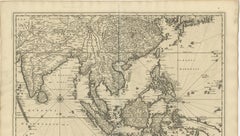 Carte ancienne de l'Asie du Sud-Est (Inde, Indonésie) par N. Visscher, vers 1670