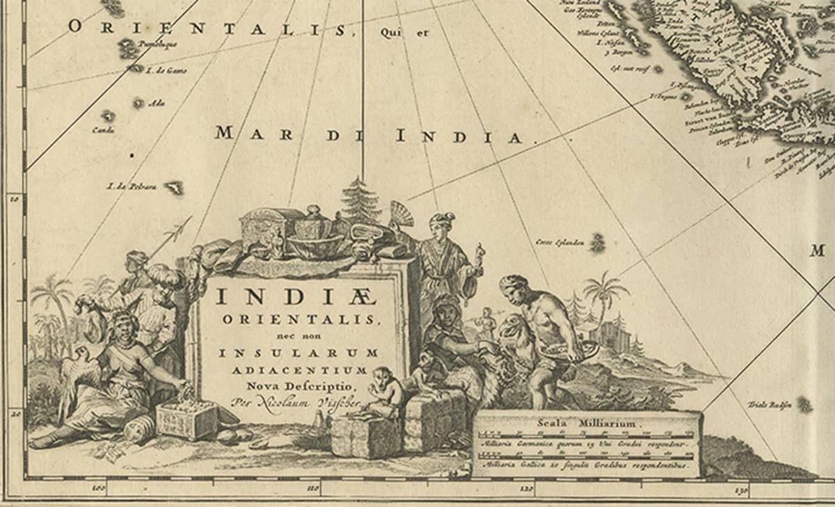 Antique Map of Southeast Asia 'India, Indonesia' by N. Visscher, circa 1670