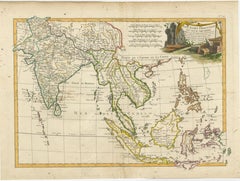 Antique Map of Southeast Asia with Decorative Allegorical Cartouche