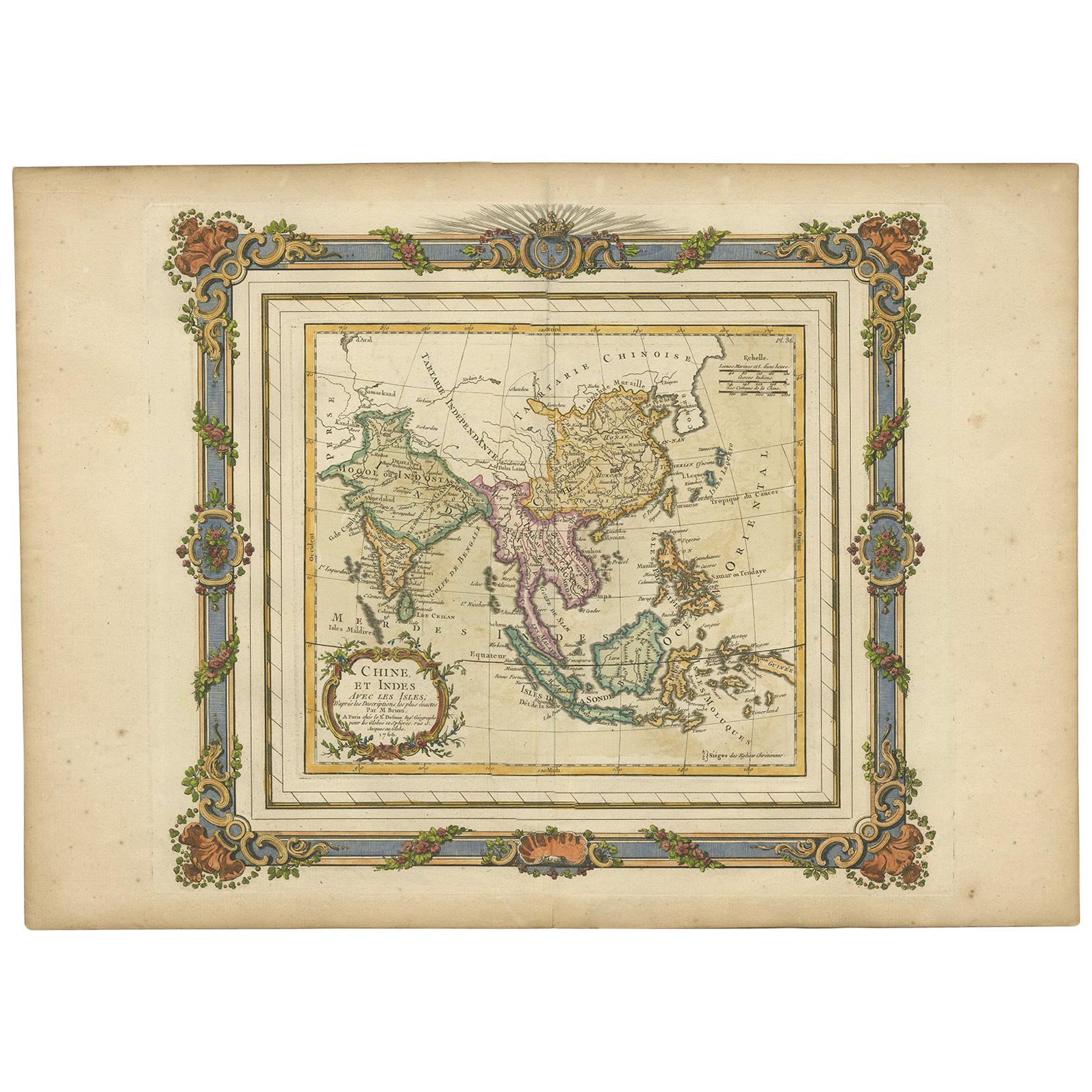 Antique Map of Southeastern Asia by Brion de la Tour '1766'