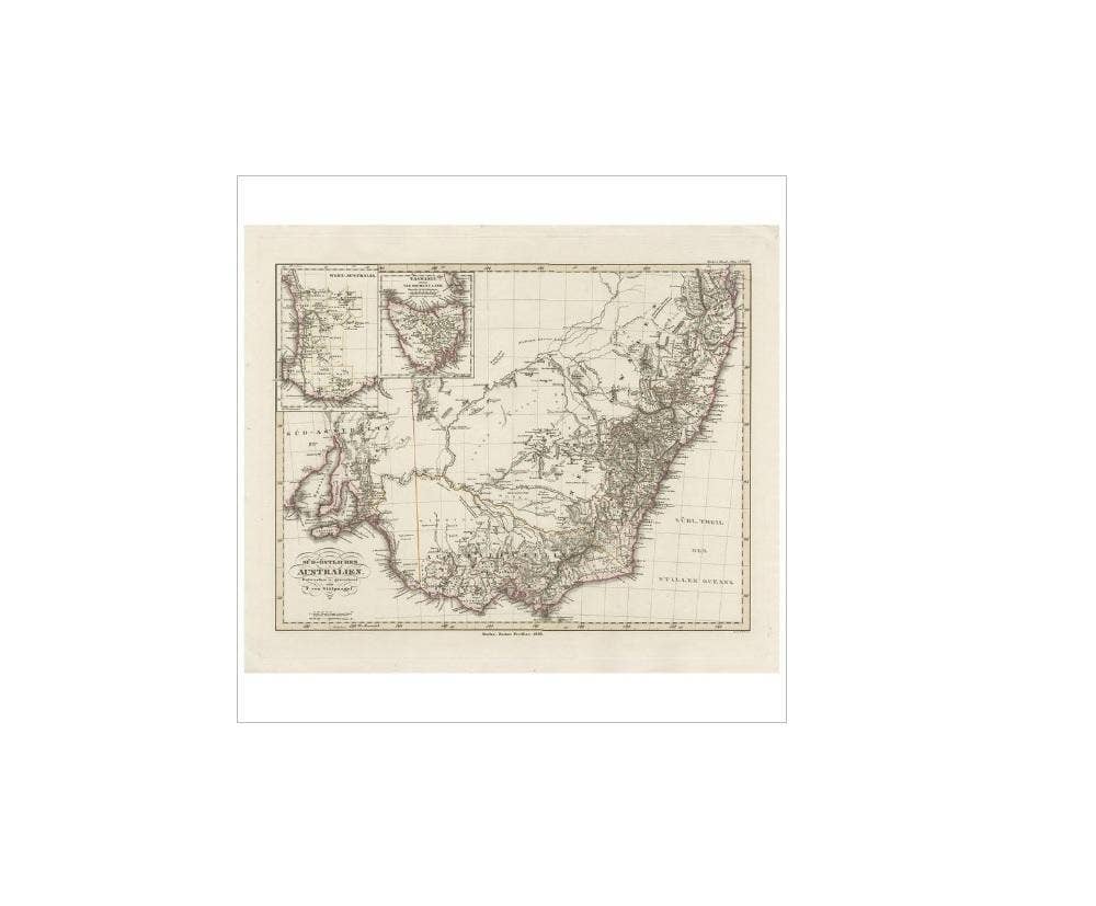 Antique Map of Southeastern Australia by F. von Stülpnagel, 1850