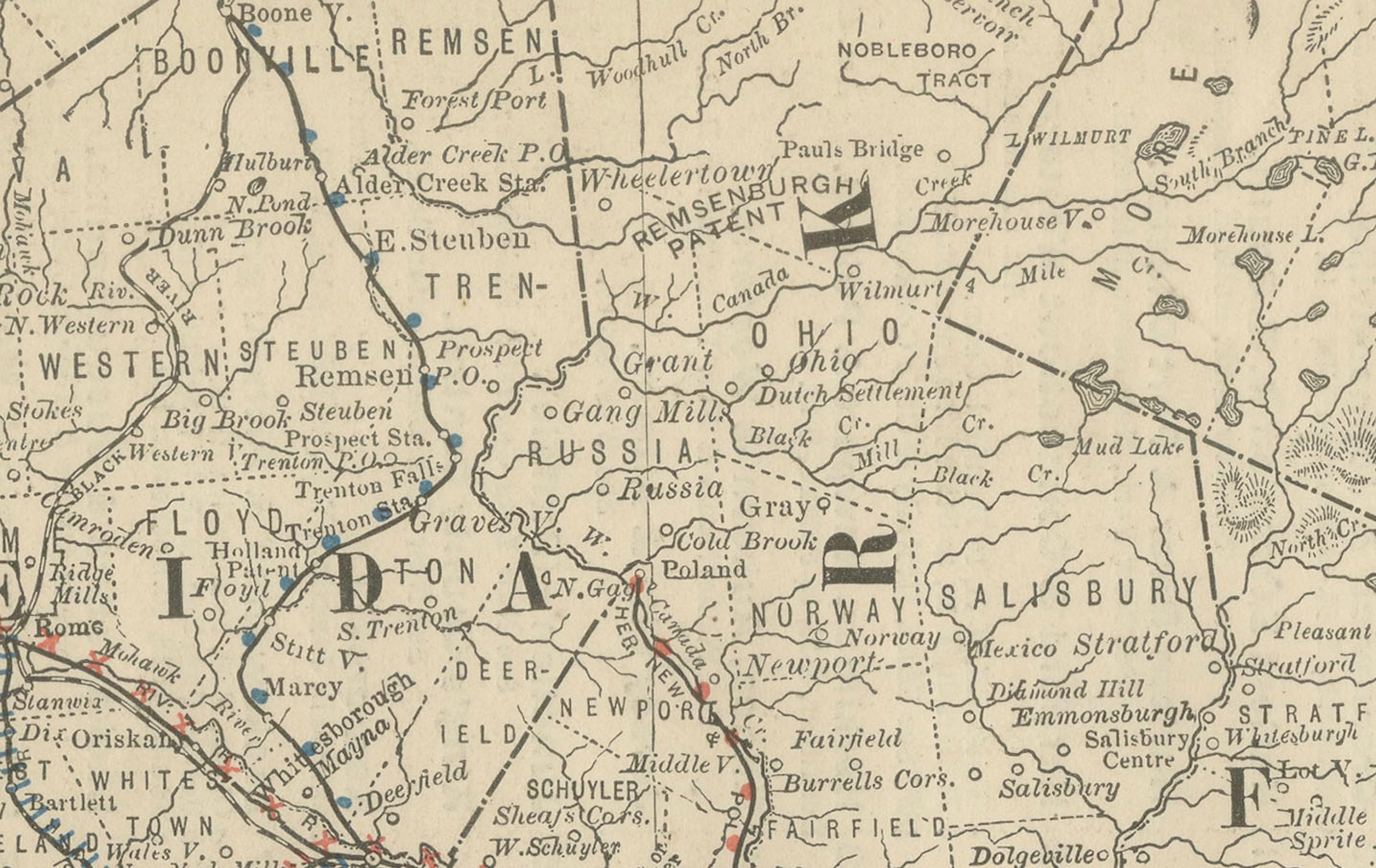 Carta geografica antica del sud-est di New York - Rand McNally, circa 1888

Questa antica mappa del sud-est di New York è stata pubblicata da Rand, McNally & Co. intorno al 1888. Offre una rappresentazione dettagliata della valle del fiume Hudson,