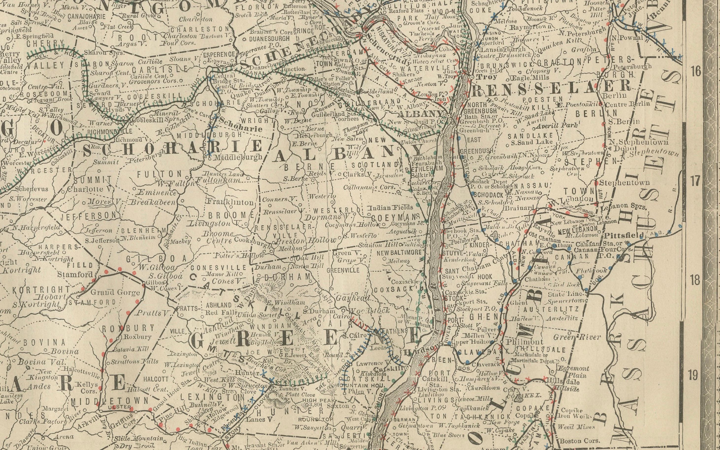 Americano Carta geografica antica del sud-est di New York - Rand McNally, circa 1888 in vendita