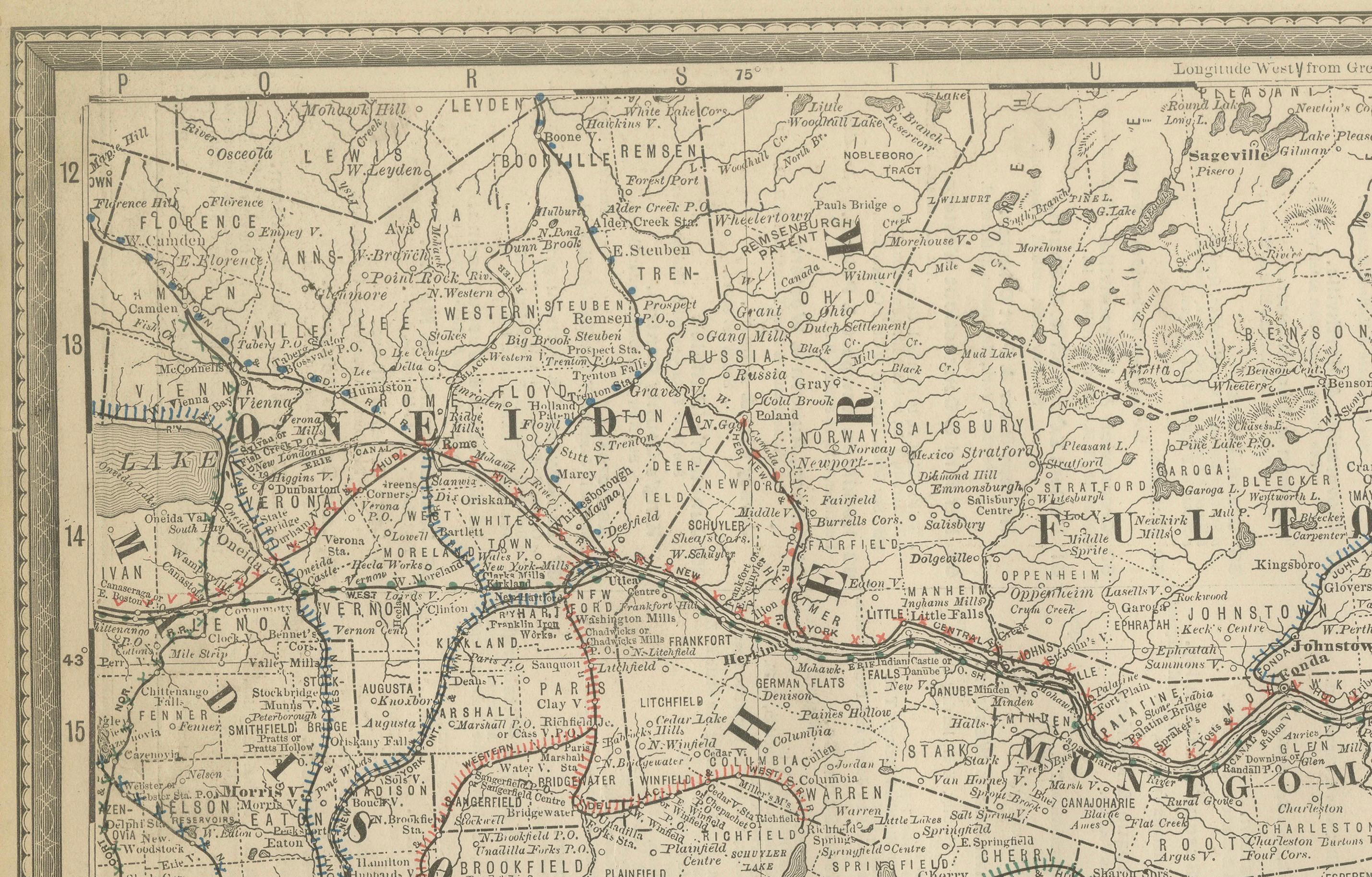Carta geografica antica del sud-est di New York - Rand McNally, circa 1888 In condizioni buone in vendita a Langweer, NL