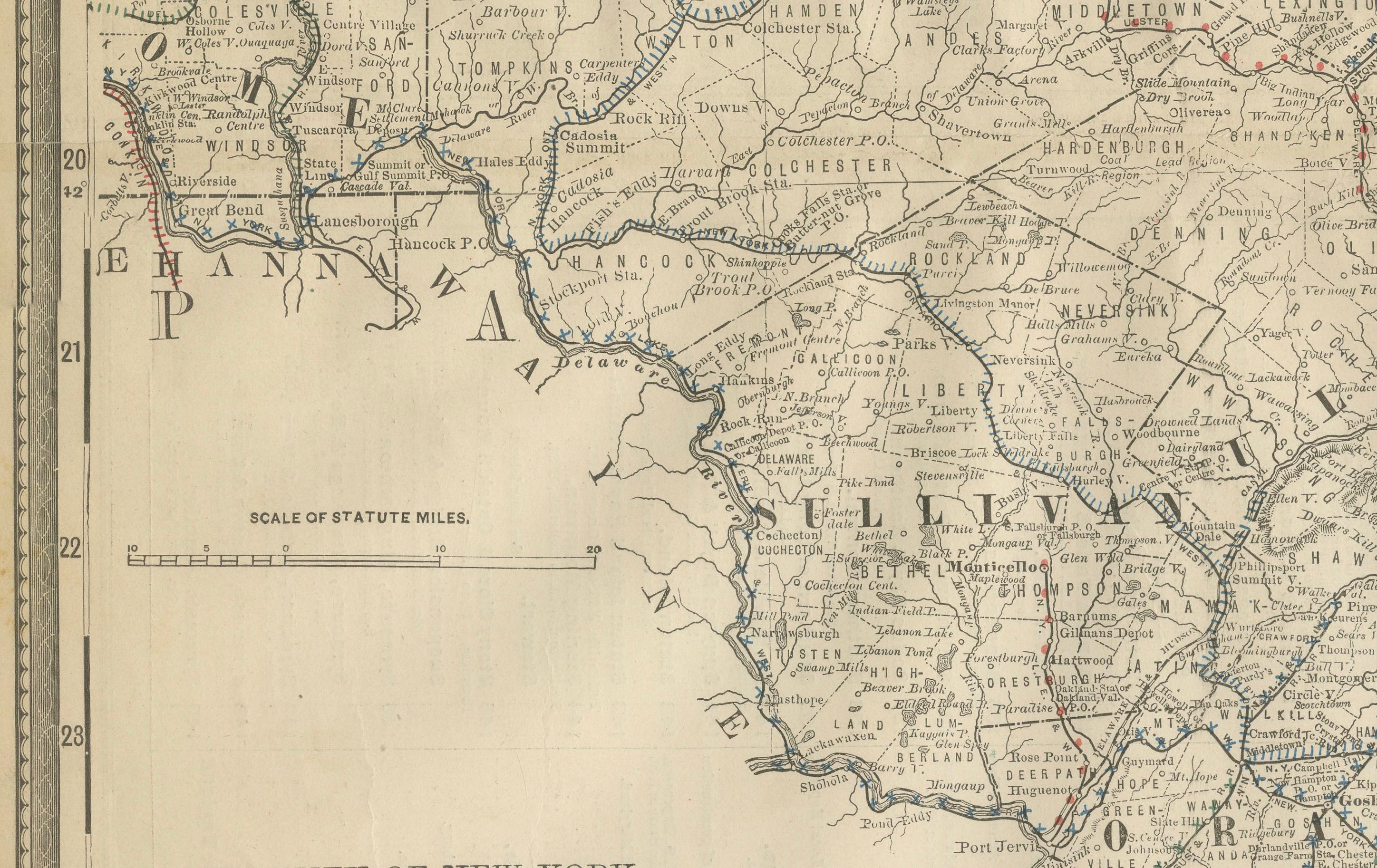 Carta geografica antica del sud-est di New York - Rand McNally, circa 1888 in vendita 1