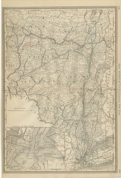 Carta geografica antica del sud-est di New York - Rand McNally, circa 1888