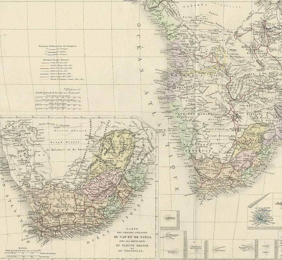 Antique Map of Southern Africa by Levasseur, 1875