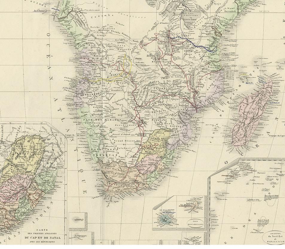 Antique Map of Southern Africa by Levasseur, 1875 In Good Condition For Sale In Langweer, NL
