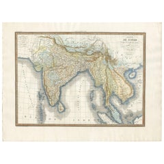 Original Antique Map of Southern Asia, Published in 1833