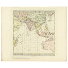 Carte ancienne d'Asie du Sud par Walker, vers 1840