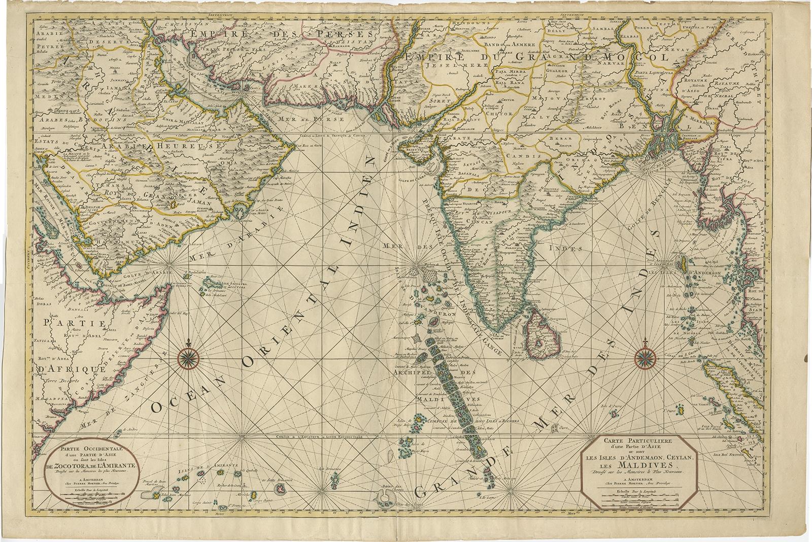 Stunning Old Map of Asia.

Description: Two-sheet map of Asia, joined. The left part of this antique map is titled 'Partie occidentale d'une partie d'Asie ou sont les Isles de Zocotora, de l'Amirante'. The right part of this antique map is titled