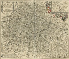 Antique Map of Southern Germany by F. de Wit, circa 1680