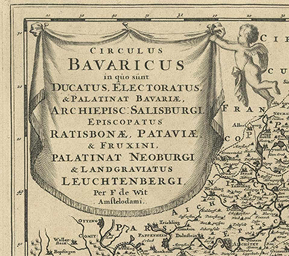 Antique Map of Southern Germany by F. de Wit, circa 1680