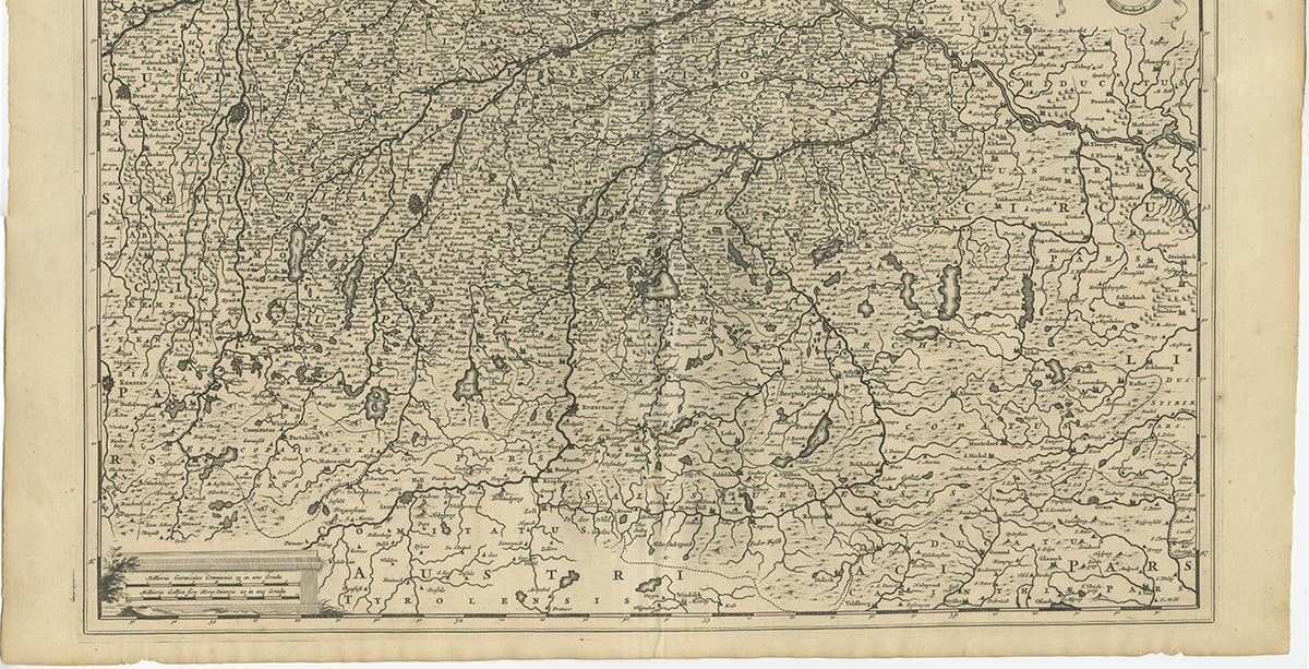 Antique Map of Southern Germany by F. de Wit, circa 1680