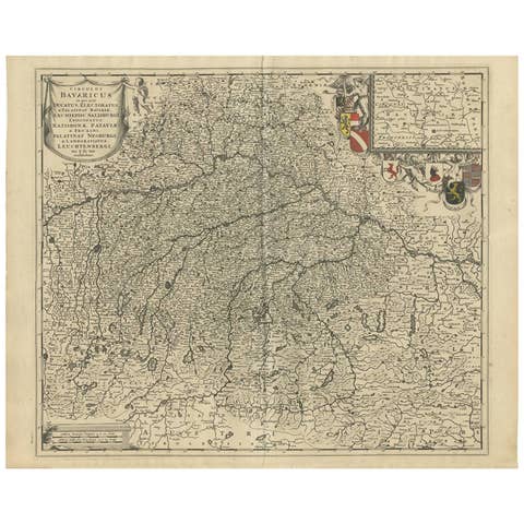 Antique Map of Southern Germany by F. de Wit, circa 1680