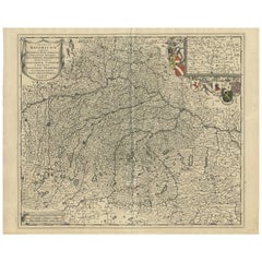 Antique Map of Southern Germany by F. de Wit, circa 1680