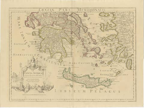 Antique Map of Southern Greece & Aegean – Peloponnese, Islands & Crete, c.1818