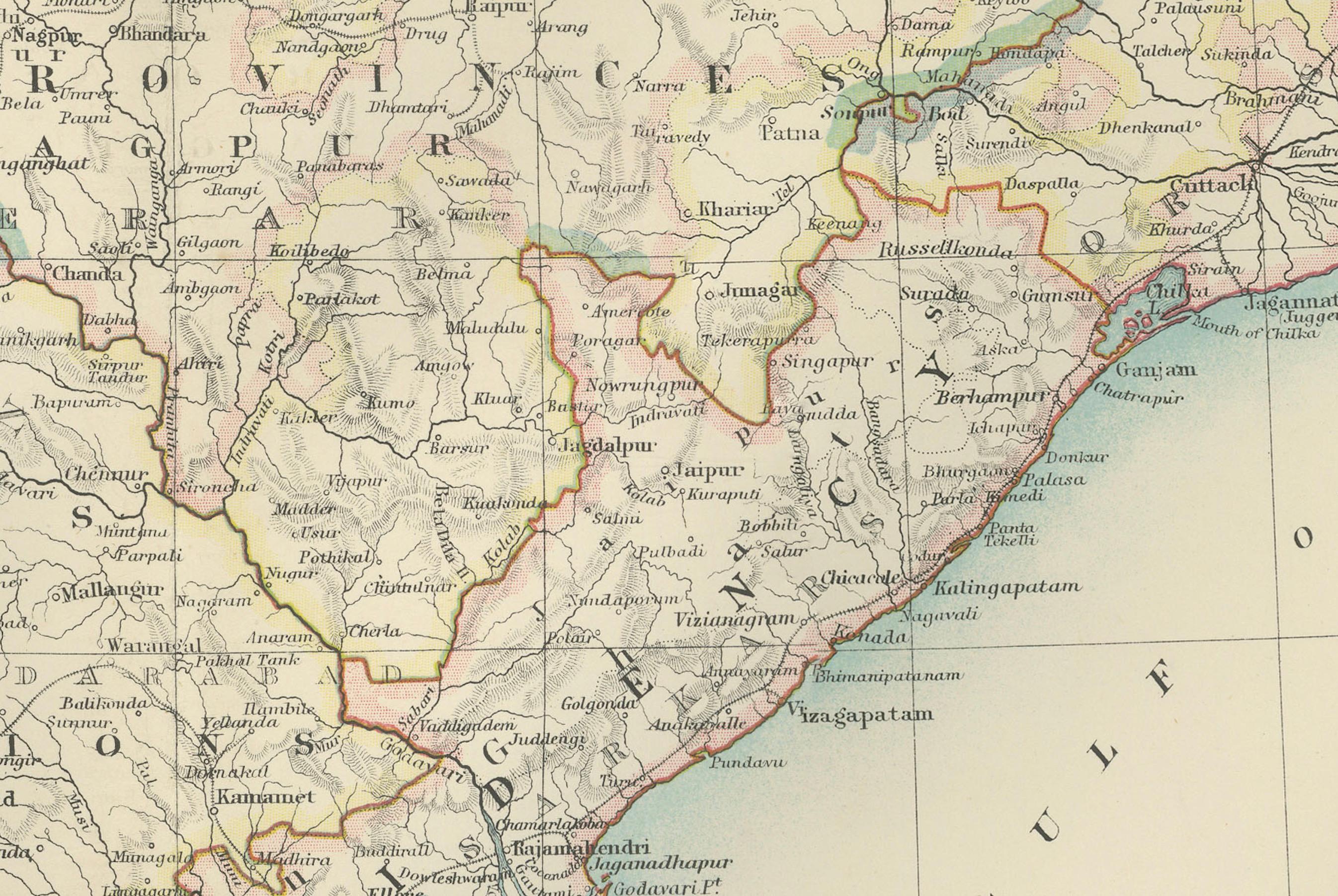 Carte ancienne de l'Inde du Sud et des provinces du Sud-Est, 1903 en vente 1