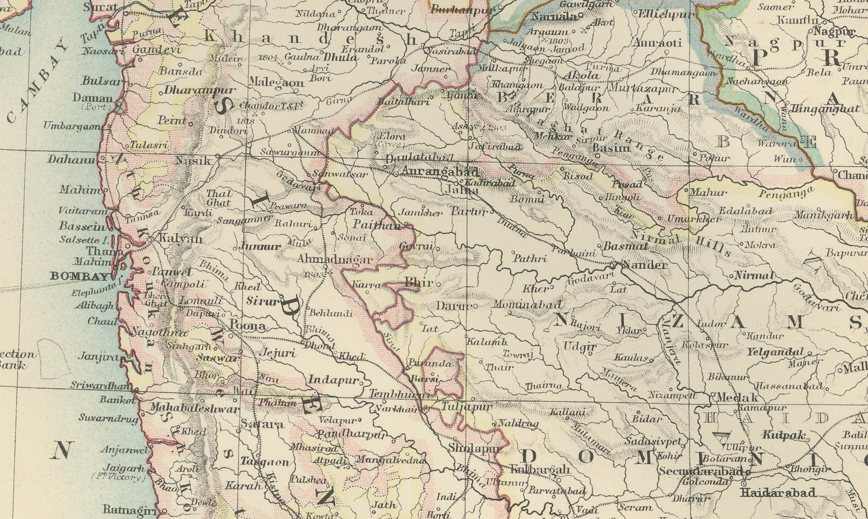 Carte ancienne de l'Inde du Sud et des provinces du Sud-Est, 1903 en vente 2