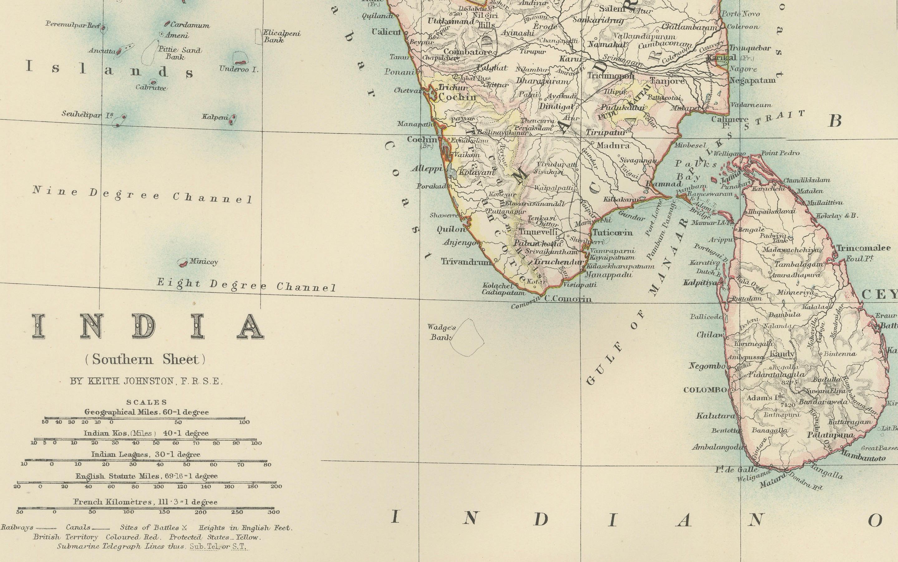 Carte ancienne de l'Inde du Sud et des provinces du Sud-Est, 1903 en vente 3