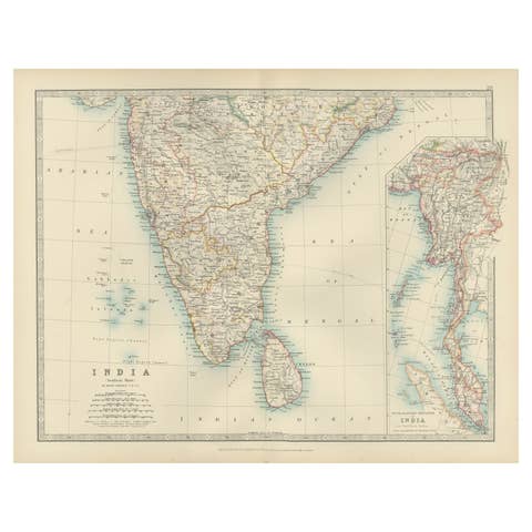 Antique Map of Southern India and South Eastern Provinces, 1903