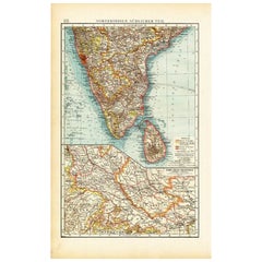 Antique Map of Southern India by Andree, 1904