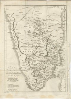 Antique Map of Southern India – French Engraving by D’Anville, 18th Century