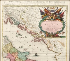 Antique Map of Southern Italy, Hand-Colored, circa 1720