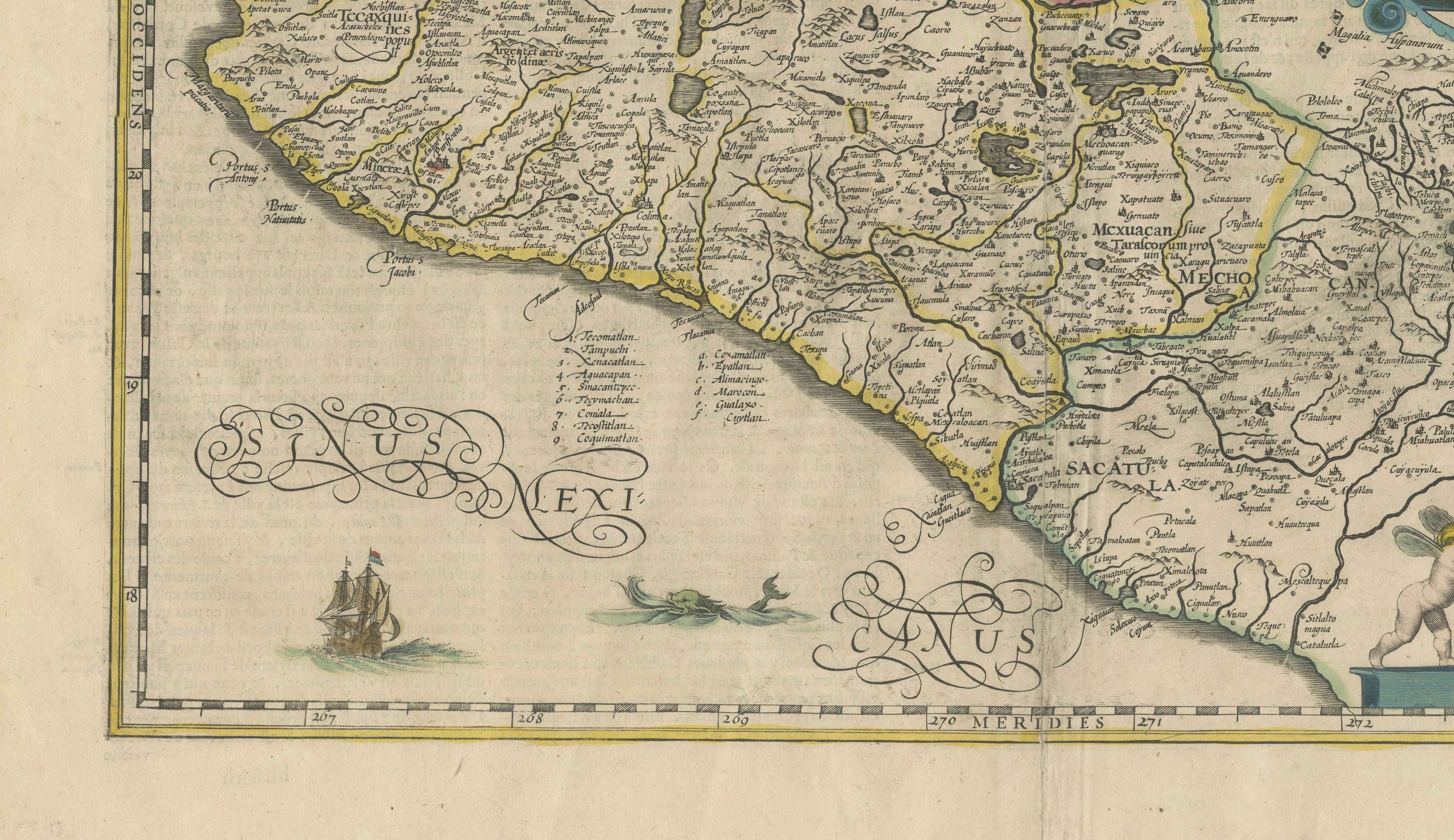 Antique Map of Southern Mexico & New Galicia, Janssonius, Amsterdam c.1650