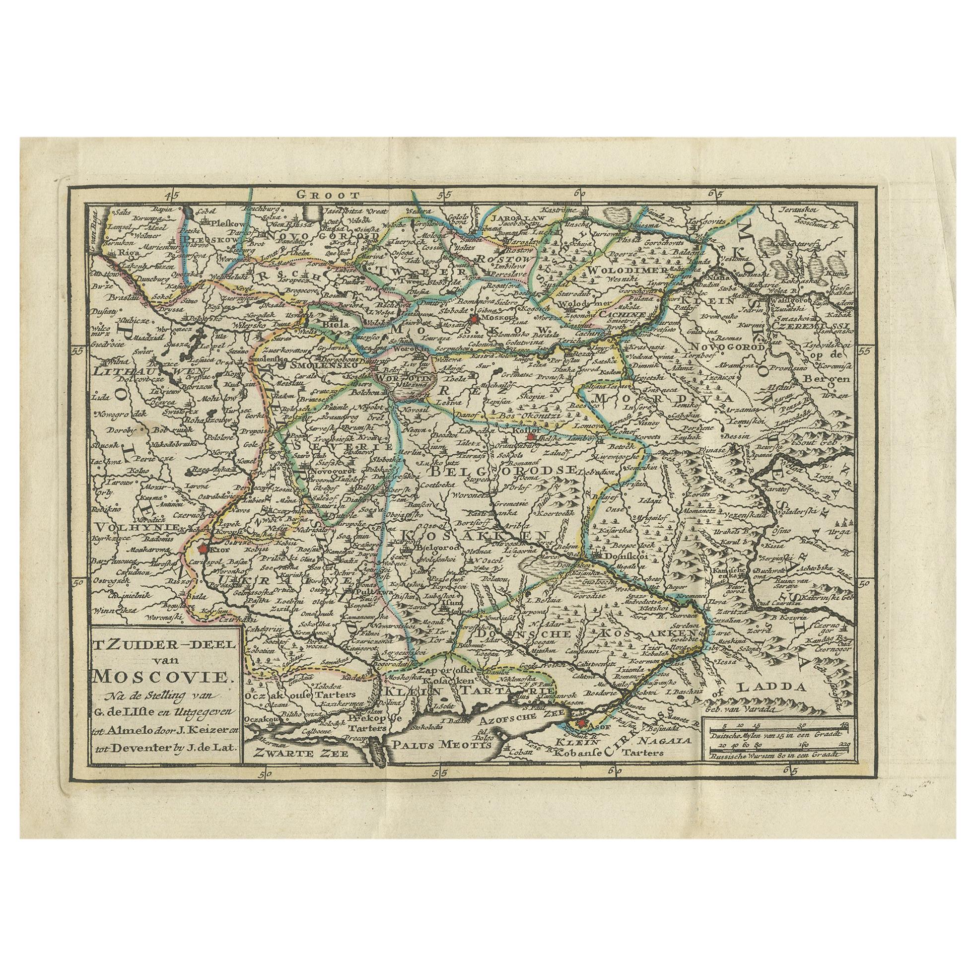 Antike Karte des südlichen Muscovy-Teichs von Keizer & de Lat, 1788