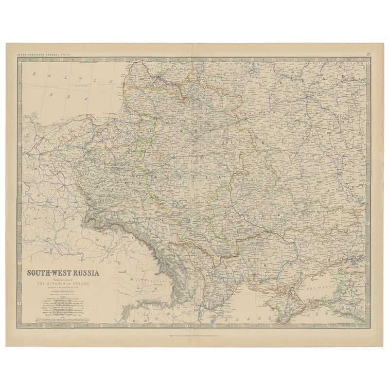 Mapa antiguo del sur de Rusia por Johnston, 1882