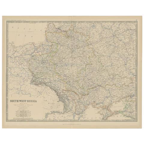 Antique Map of Southern Russia by Johnston, 1882