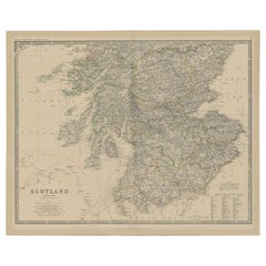 Carta geografica antica della Scozia meridionale di Johnston, 1882